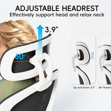 TRALT Office Chair - Ergonomic Office Chair with Back Support, Computer Chair - Home Office Desk Chairs, 330lbs Wide Seat Big and Tall Office Chairs with Headrest, Comfy Desk Chairs (White Black)