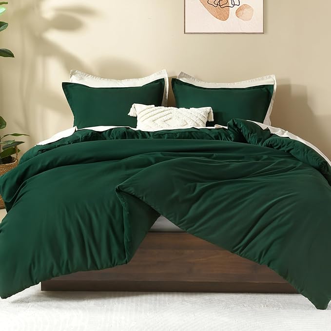 Litanika Comforter Set, Lightweight Solid Bedding Comforter Set, Fluffy Down Alternative Bed Set, Emerald Green, California King