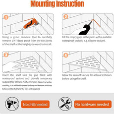 Corner Shower Shelf with Razor Hole, Modern Sturdy Shower Caddy, 10