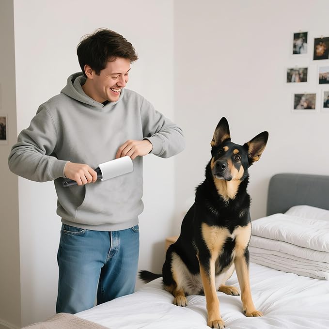 Lint Roller Set 600 Adhesive Sheets (6 Pack) for Pet Hair Extra Sticky - Reusable Fur Remover for Clothes, Furniture, Laundry, Car Seats | Heavy Duty Pet Hair Remover