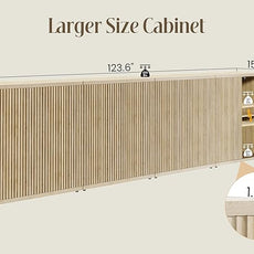 Fluted Buffet Cabinet Sideboard with Storage,Wooden Credenza with 2 Doors&Adjustable Shelve, Modern Accent Cabinets Coffee Bar Bookcase for Living Room,Kitchen Dining Room Entryway 15