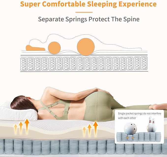 ESHINE Split King Adjustable Bed Frame with Mattress(Medium Soft), Memory Foam Hybrid 14" Mattress, Wireless Remote, APP Control, 5 Minutes Installation, Head and Foot Incline, 2000 Series
