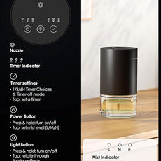 Airversa Essential Oil Diffuser Waterless Aromatherapy Diffusers for Home Large Room, Bedroom, Car, Office, Desk, Battery Operated, Small Diffuser for Pure Scent, 100mL Capacity, AN9 Black Starter Kit