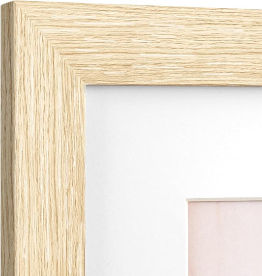 8x10 Picture Frame with Mat for 5x7 Set of 4, Natural Wood Grain 8 x 10 Gallery Wall Picture Frames for Tabletop or Wall Mounting(4 Pack, Natural)