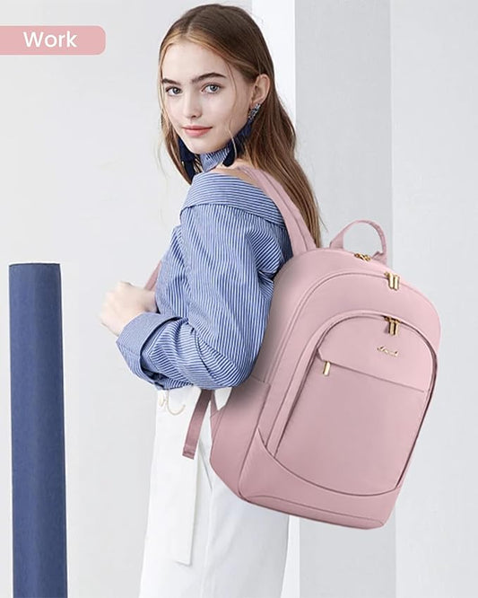 LOVEVOOK 17.3 Inch Laptop Backpack for Women - Work/Business Computer Backpack Purse, Large Capacity Casual Daypack, Travel Bag for Lawyer, Doctor, Teacher, Blush Pink