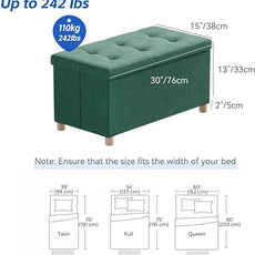 BRIAN & DANY 30 Inches Folding Storage Ottoman Bench, Ottoman with Storage Bench for Bedroom, Living Room, Entryway, Foot Rest with Legs, Dark Green