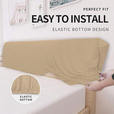 Easy-Going Stretch Bed Headboard Cover,Small Square Jacquard Headboard Slipcover, Dustproof Bed Head Cover for Bedroom (King,Sand)