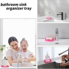 Silicone Bathroom Soap Dishes with Drain Spout-Bathroom and Kitchen Sink Organizer,Sponge Holder,Dish Soap Tray,Perfect for Dispenser,Scrubber,Bottle,Cup on Sink or Counter-Rose 4.9