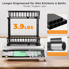 Under Sink Organizer,2 Pack Under Kitchen Sink Organizer,2 Tier Sliding-Out,5 Level Height Adjustable,Thickened Carbon Steel,Anti-rust Treatment,For Kitchen Bathroom Black