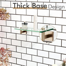 KOKOSIRI Wall Shelves Bathroom Hardware Glass Floating Shelf 12-Inch for Bedroom, Living Room, Kitchen, Hanging Rack Champagne Bronze B1105CPG-L12