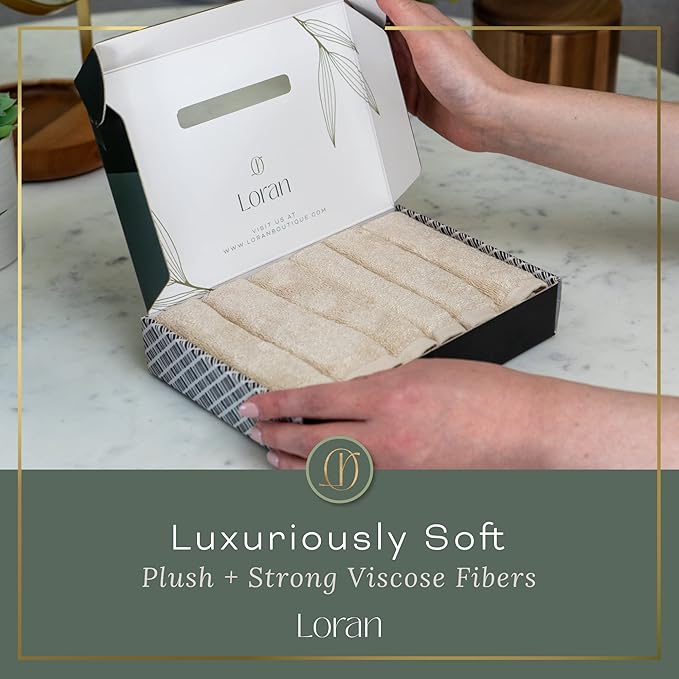 Vanilla Facial Washcloths Set of 6 Soft Cloths 10” x 10” 100% Viscose Derived from Bamboo Spa-Like Feel Silky Face Cloth for Skin Cleansing
