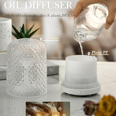 Essential Oil Diffuser – 2.4MHz Ultrasonic Aromatherapy Diffuser, Health Night Light, Timer & Auto Shut-Off, BPA-Free, 120ml Glass Oil Diffuser for Home, Office, Spa, Yoga