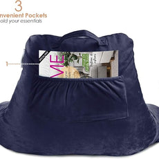 Nestl Reading Pillow with Shredded Memory Foam, Designed for Sitting Up in Bed and Couch, Back and Arms Adjustable Support for Adult & Teens Backrest Pillows for Reading, with Washable Cover Navy Blue