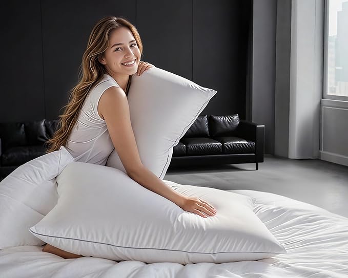 Canadian Goose Down Pillows Queen Size Set of 2,80% Goose Down and 20% Goose Feathers Goose Feathers,1650+ Fill Power White Down Pillow with 800 Thread Count Cotton Shell (White 20"x30" 2 Pack)