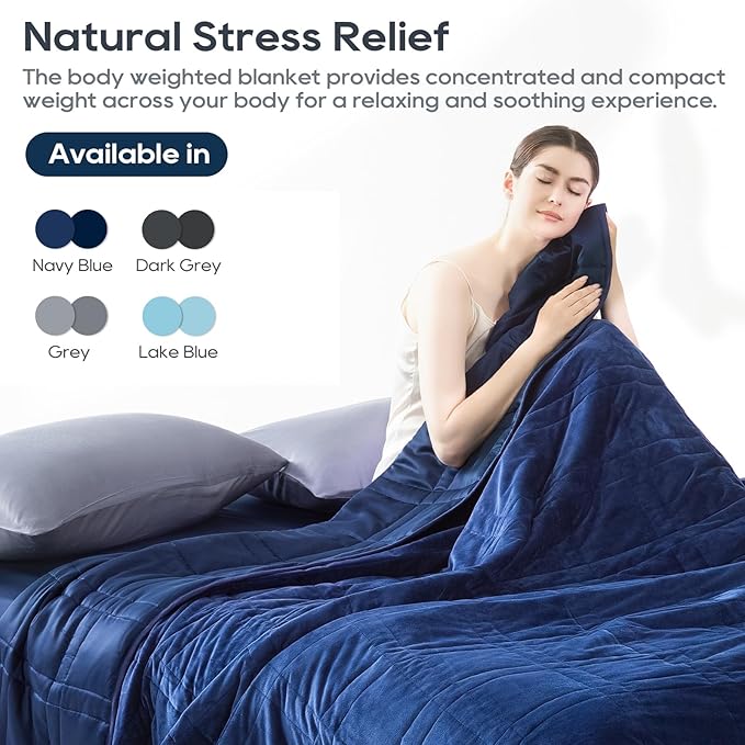 King Size Weighted Blanket 40lb(88''x104'' , Dual-Sided), Reversible Cozy Warm Velvet & Cooling Tencel Fabric King Weighted Blanket for Adults & Couples All Season Use - Carry Bag Included, Navy Blue