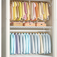 FUTASSI White Clothing Rack with Beige Cover, P1C Plus Rolling Closet with Wheels, Metal Garment Rack for Hanging Clothes, Clothing Storage Wardrobe, 46