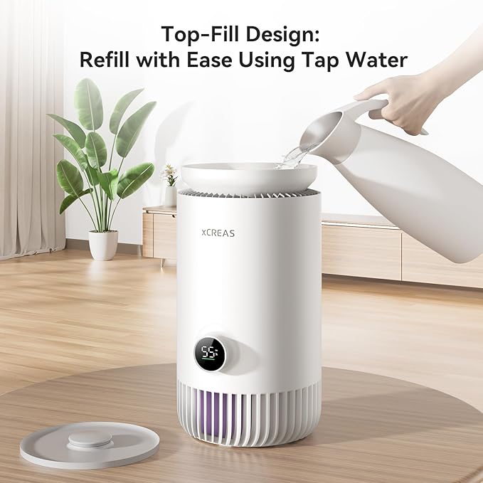 Enhanced Humidifier and Air Purifier in One, 0.8 Gal Top-Fill Tank, 23dB Ultra-Quiet Mist-Free Design (2-in-1 Air Purifier & Humidifier)