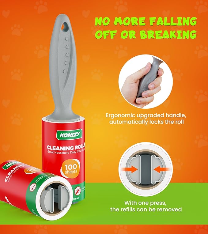 Lint Rollers for Pet Hair Extra Sticky, 600 Sheets Mega Value Set with 3 Upgraded Handles, 6 Rollers Portable Pet Lint Remover for Clothes, Furniture, Carpet, Dog & Cat Hair Removal