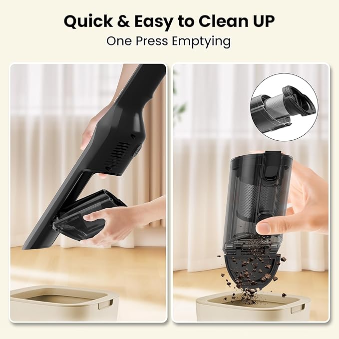 Handheld Vacuum Cordless, 24Kpa Car Vacuum with Brushless Motor, Charging Dock, Rechargeable, 1.5lbs Portable Handheld Vacuum with 2-Speed for Home/Car/Pet(Black)