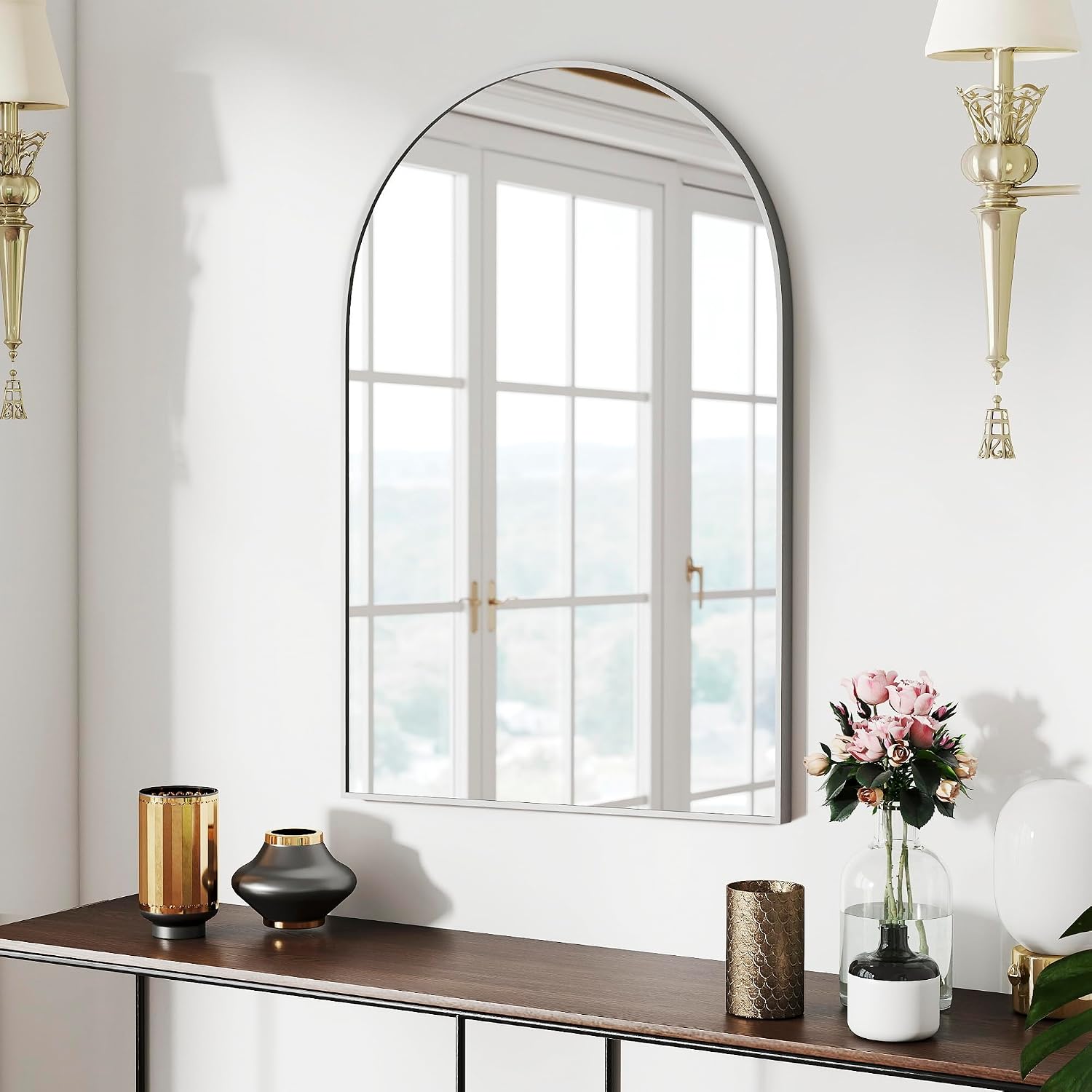 SCWF-GZ 47x14 Mirror Rectangle Full Body Length Door Hanging Wall Mounted Metal Aluminum Alloy Frame Dressing Make-up Mirrors for Entryway Bedroom Bathroom Living Room 47 14 inch Black