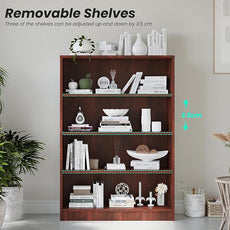 Farini 4 Shelf boockase Display Bookcase Freestanding Wooden Bookshelves for Home Office Living Room,48 Inch Height，Cherry