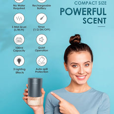 Airversa Essential Oil Diffuser Waterless Aromatherapy Diffusers for Home Large Room, Bedroom, Car, Office, Desk, Battery Operated, Small Diffuser for Pure Scent, 100mL Capacity, AN9 (Gray)