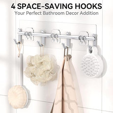 YASONIC Shower Caddy, Large Capacity Bath Organizer with Soap Holder and 12 Hooks, 6 Pack Rustproof Bathroom Shelves for Inside Shower, No Drilling&Sleek Bathroom Organizers and Storage Silver