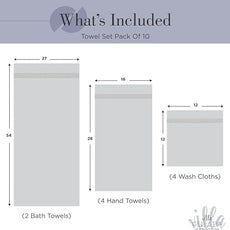 100% Combed Cotton Bathroom Towel Set of 10- 2 Bath Towels, 4 Hand Towels, 4 Wash Cloths, Sustainable, Soft, Highly Absorbent 10 Piece Cotton Bath Towel Set for Hotels, Spa, Bathroom, Dorm, Navy Blue