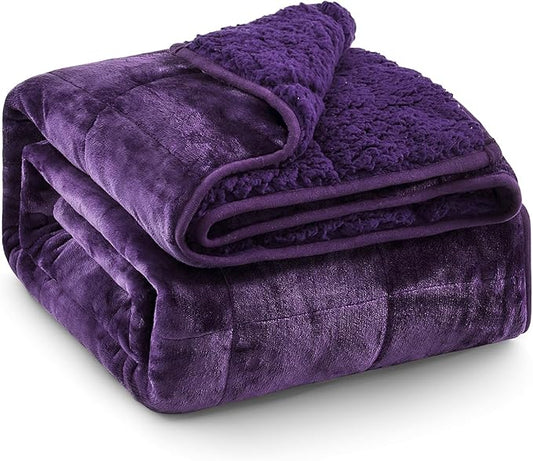 Super Fuzzy Soft Sherpa Fleece Weighted Blankets, 15 lbs Dual Sided Fluffy Heavy Weighted Blankets for Adults - No Bunching with Double Layers of Soft Inner Lining (60"x 80", 15 Pounds)