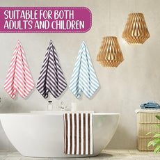 18 Pack Microfiber Bath Towels Bulk 27'' x 60'' Oversized Size Bath Towel Highly Absorbent Extra Large Soft Drying for Shower Beach Winter Salon Sport Gym Party (Stripes,Multicolor)