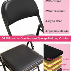 1 Pack Bulk Folding Chairs with Padded Cushion, Single Black Steel Metal Frame Foldable Chair for Indoor and Outdoor, Portable Stackable Commercial Seat for Bedroom Patio Party Event