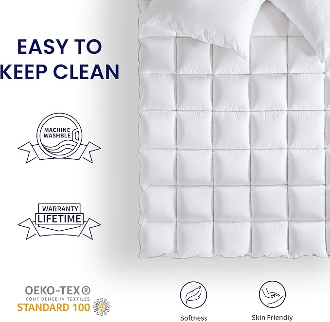 SLEEP ZONE Twin Size Cotton Mattress Pad, Machine Washable Mattress Protector Cover, Soft Cotton Top Cooling Mattress Topper Fits 8-21 inch Deep Pocket, Twin