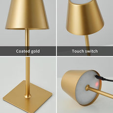 KDG 2 Pack Cordless Table Lamp, Portable LED Desk Lamps, 5000mAh Battery Operated, 3 Color Stepless Dimming Up, for Restaurant, Bedroom, Outdoor Camping, Coffee Shop, Night Light, Rechargeable (Gold)