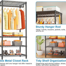 Ulif H4 Mini Portable Closet, 4 Tiers Freestanding Clothing Garment Rack for Small Space, Metal Clothes Wardrobe System for Bedroom, 23.6