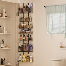 7-Tier Over The Door Organizer, Shower Caddy Hanging &Wall Mounted Hair Tool Organizer/Hair Dryer Holder Adjustable, Behind Door Storage for Bathroom Bedroom Closet Cabinet Pantry Kitchen