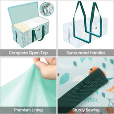 BALEINE Extra Large Storage Tote with Zippers & Carrying Handles, Heavy-Duty Oxford Fabric Moving Bags for Laundry, Space Saving, Storage, Spring Stroll