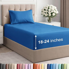 Extra Deep Pocket Twin XL Sheets - 3 Piece Breathable & Cooling Bed Sheets - Hotel Luxury Bed Sheet Set - Soft, Wrinkle Free & Comfy - Easily Fits Extra Deep Mattresses - Deep Pocket Royal Blue Sheets