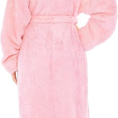 PAVILIA Women Hooded Plush Soft Robe | Fluffy Warm Fleece Sherpa Shaggy Bathrobe