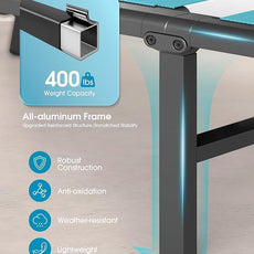 Ciokea Upgraded Aluminum Outdoor Lounge Chair - No Assembly Needed, Foldable Patio Chaise Lounge with 5 Adjustable Positions, Reinforced Frame for Extra Durability, Pool Beach Lounge Chair,Lake Blue