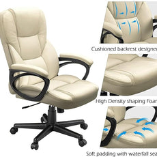 Furmax Office Executive Chair High Back Adjustable Managerial Home Desk Chair,Swivel Computer PU Leather Chair with Lumbar Support (Khaki)