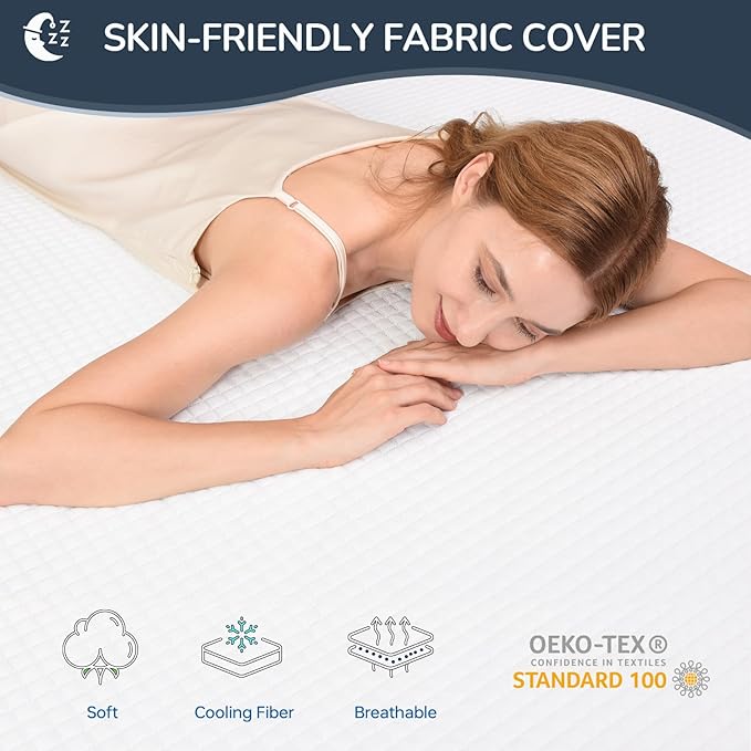 3 Inch Gel Memory Foam Mattress Topper Twin Size, Cooling Mattress Topper for Back Pain Relief, High Density Pad with Removable Washable Cover and Straps for Bedroom, Dorm