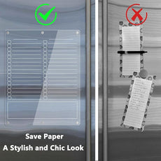 Acrylic Grocery List Magnet Pad for Fridge, Reusable to Do List for Refrigerator, Clear Notepad Note Planning Board, Shopping List, Reminders, w/ 8 Colors Markers, 15