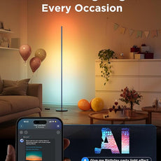 Govee RGBIC Floor Lamp Basic, LED Corner Lamp Works with Alexa, Smart Modern Floor Lamp with Music Sync and 16 Million DIY Colors, Color Changing Standing Lamp for Bedroom Living Room Blue