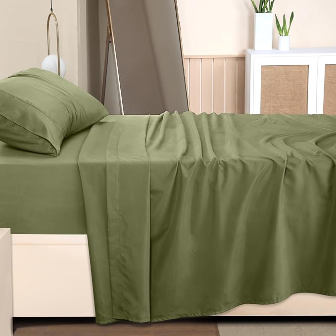 Utopia Bedding Twin Bed Sheets Set - 3 Piece Bedding - Brushed Microfiber - Shrinkage and Fade Resistant - Easy Care (Twin, Olive)
