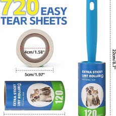 Extra Sticky Lint Roller Refills 6 Pack (720 Sheets) fit 3.8