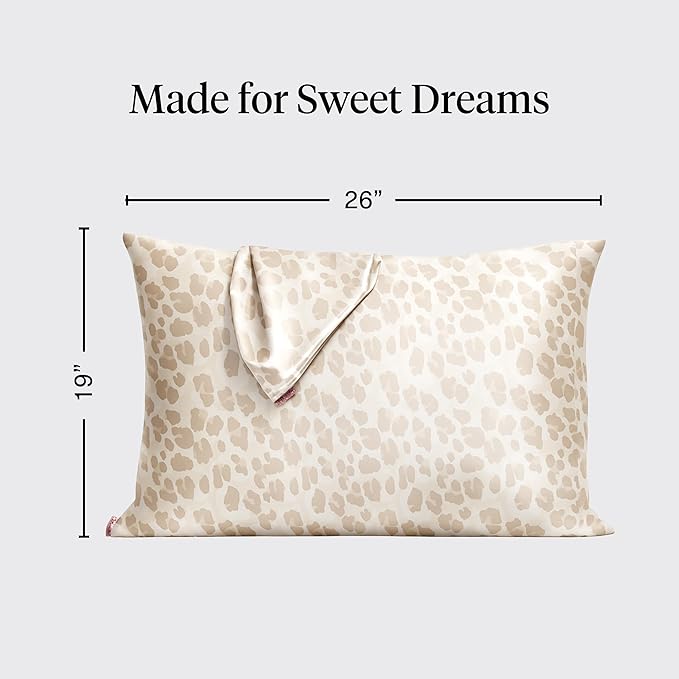 Kitsch Satin Pillowcase with Zipper for Hair & Skin, Softer Than Silk Pillow Cases Queen, Wrinkle-Free, Smooth and Cooling Satin Pillow Covers, Standard Size 19"x26", Leopard