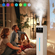 9L/2.4Gal Cool Mist Humidifier, Top Fill Quiet Ultrasonic Humidifiers for Bedroom, Covers 550ft², 60H Runtime, 24H Timer, 7 Colors Light, 4 Mist Modes Humidifier Large Room, Home, Office, White