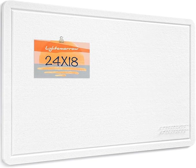 Bulletin Board, 24 x 18 inches Felt Board Decorative Pin Board, Cork Board Alternative for Wall, Foldable Photo Board Self-Adhesive Vision Board with 20 Pushpins - White