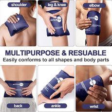 Ice Packs for Injuries Reusable, Gel Cold Pack for Knee Neck Shoulder Ankle Elbow Hip Back Pain Relief, Cold Compress Therapy for Swelling, Bruises, Surgery, 7”x 11”, Blue