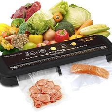 MEGAWISE Model B 2025 Vacuum Sealer | Powerful & Compact | One-Touch Automatic Food Sealer for Cold, Wet, Moist, and Dry Foods | Compatible with Thick, Medium, and Thin Bags | OMNI MACHINE (Black)
